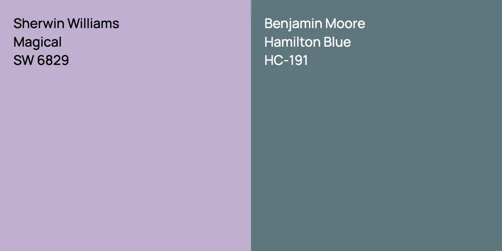 Sherwin Williams Magical vs. Benjamin Moore Hamilton Blue