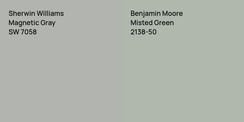 Sherwin Williams Magnetic Gray vs. Benjamin Moore Misted Green