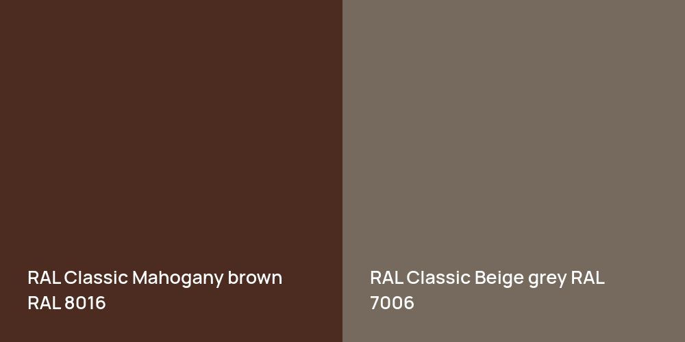 RAL Classic  Mahogany brown vs. RAL Classic  Beige grey