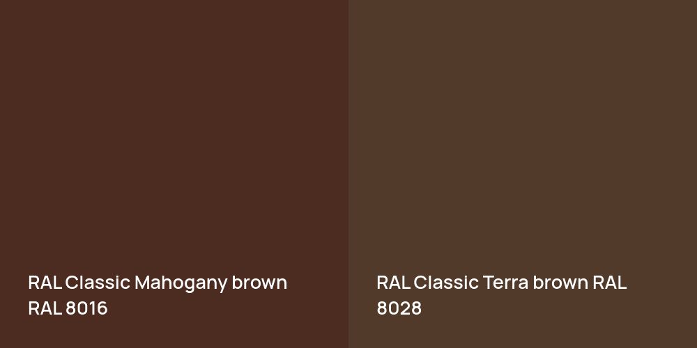 RAL Classic  Mahogany brown vs. RAL Classic  Terra brown