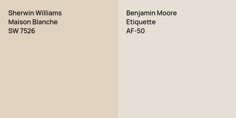 Sherwin Williams Maison Blanche vs. Benjamin Moore Etiquette