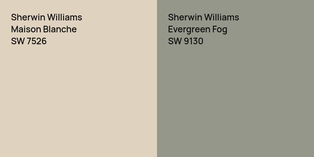 Sherwin Williams Maison Blanche vs. Sherwin Williams Evergreen Fog