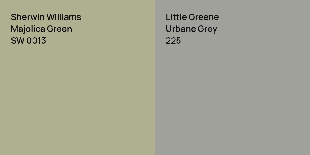 Sherwin Williams Majolica Green vs. Little Greene Urbane Grey