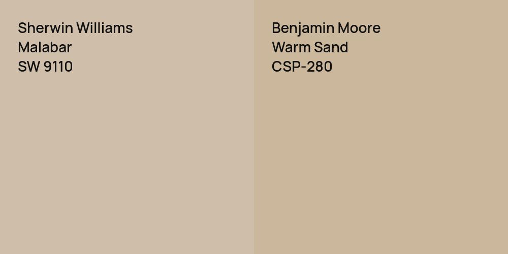 Sherwin Williams Malabar vs. Benjamin Moore Warm Sand