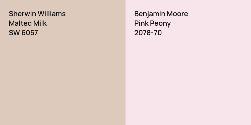 Sherwin Williams Malted Milk vs. Benjamin Moore Pink Peony