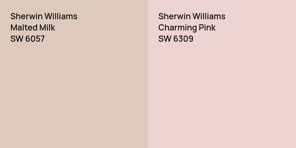 Sherwin Williams Malted Milk vs. Sherwin Williams Charming Pink