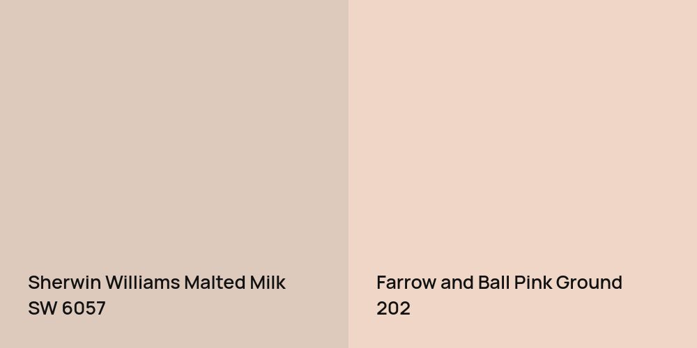 Sherwin Williams Malted Milk vs. Farrow and Ball Pink Ground