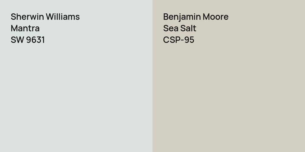 Sherwin Williams Mantra vs. Benjamin Moore Sea Salt