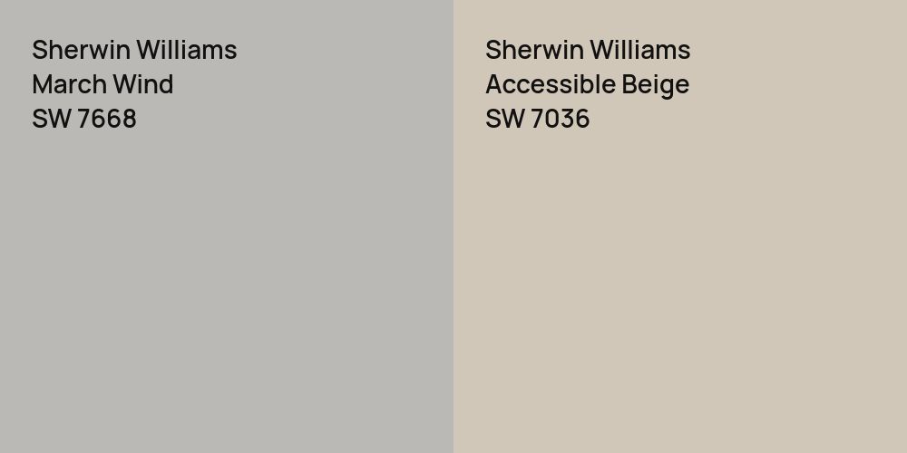 Sherwin Williams March Wind vs. Sherwin Williams Accessible Beige