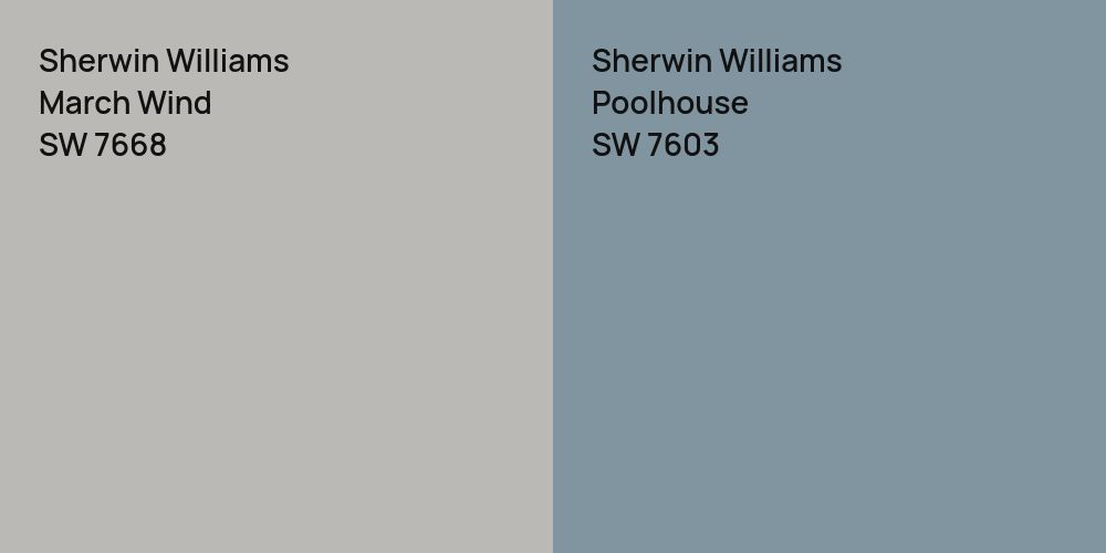 Sherwin Williams March Wind vs. Sherwin Williams Poolhouse