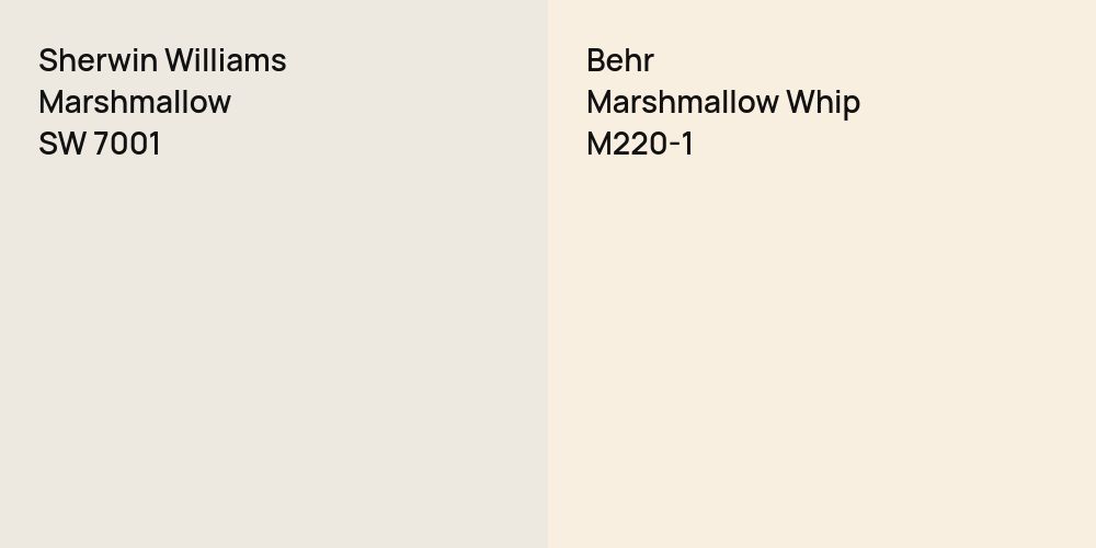 Sherwin Williams Marshmallow vs. Behr Marshmallow Whip