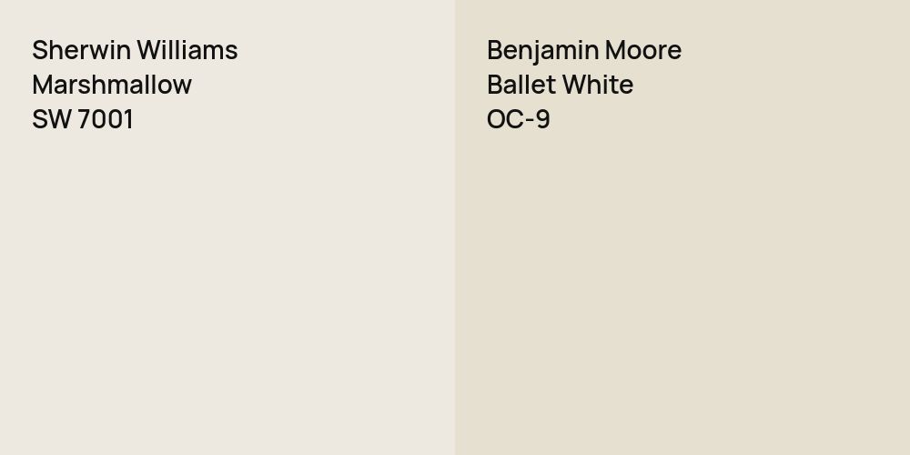 Sherwin Williams Marshmallow vs. Benjamin Moore Ballet White