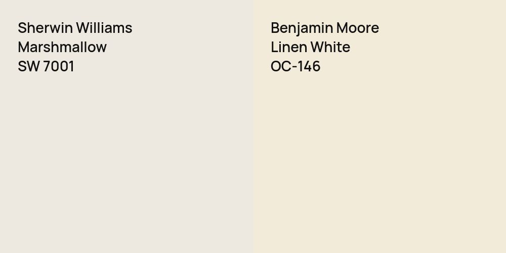 Sherwin Williams Marshmallow vs. Benjamin Moore Linen White