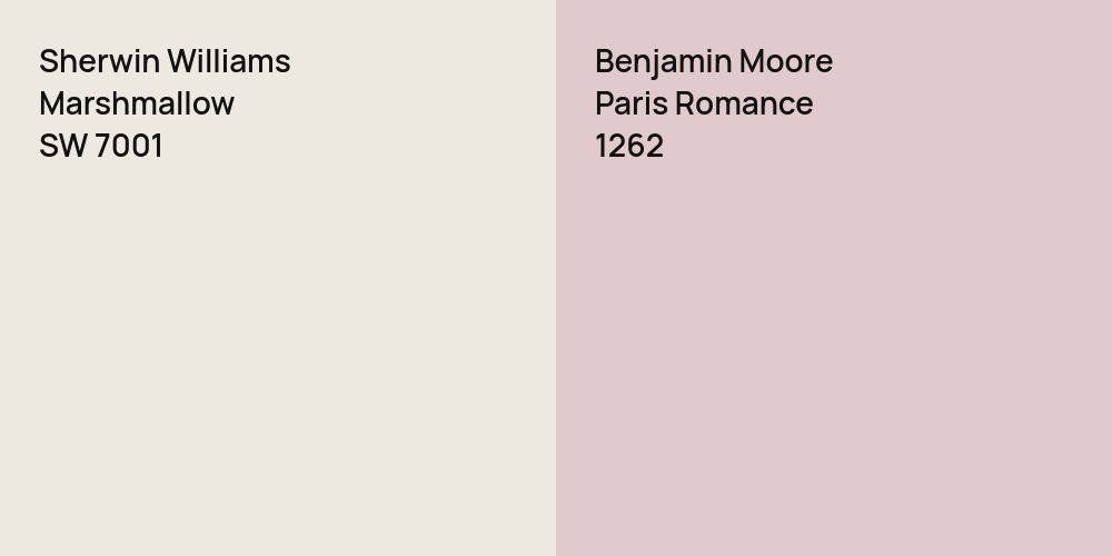 Sherwin Williams Marshmallow vs. Benjamin Moore Paris Romance