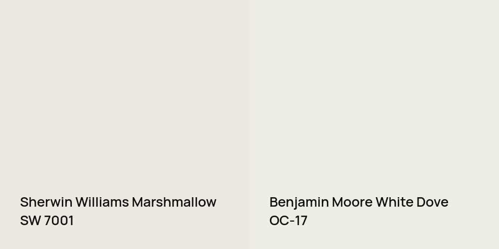 Sherwin Williams Marshmallow vs. Benjamin Moore White Dove