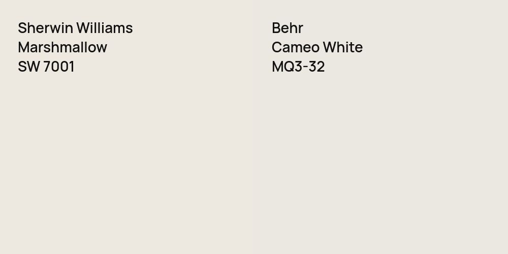 Sherwin Williams Marshmallow vs. Behr Cameo White