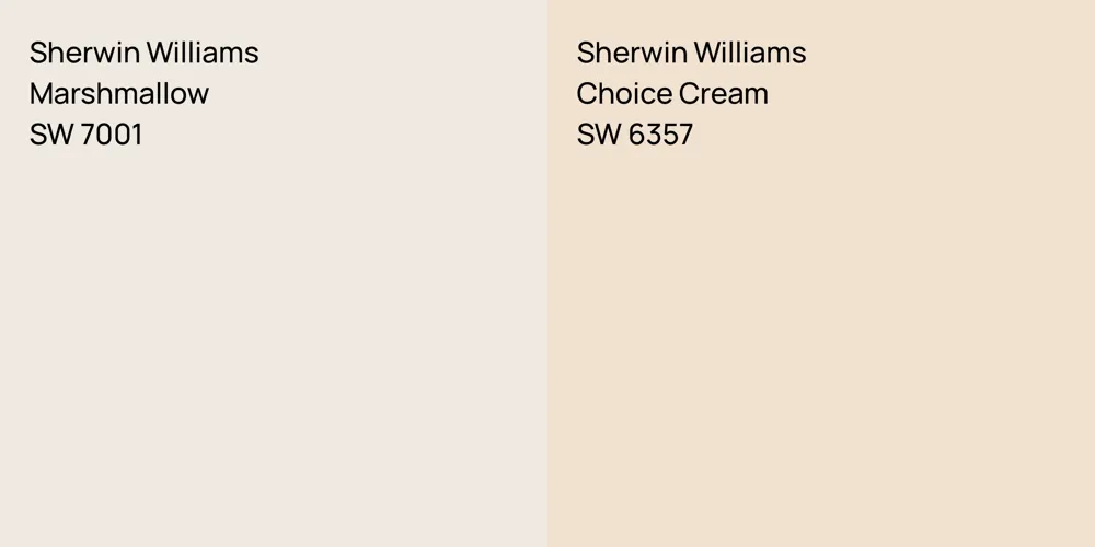 Sherwin Williams Marshmallow vs. Sherwin Williams Choice Cream