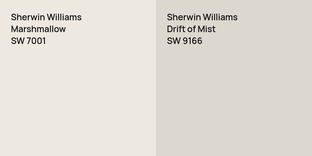 Sherwin Williams Marshmallow vs. Sherwin Williams Drift of Mist