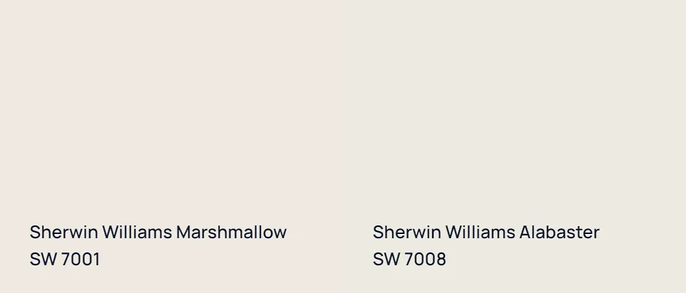 Sherwin Williams Marshmallow SW 7001 vs Sherwin Williams Alabaster SW 7008