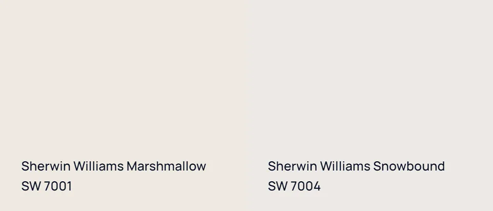 Sherwin Williams Marshmallow SW 7001 vs Sherwin Williams Snowbound SW 7004