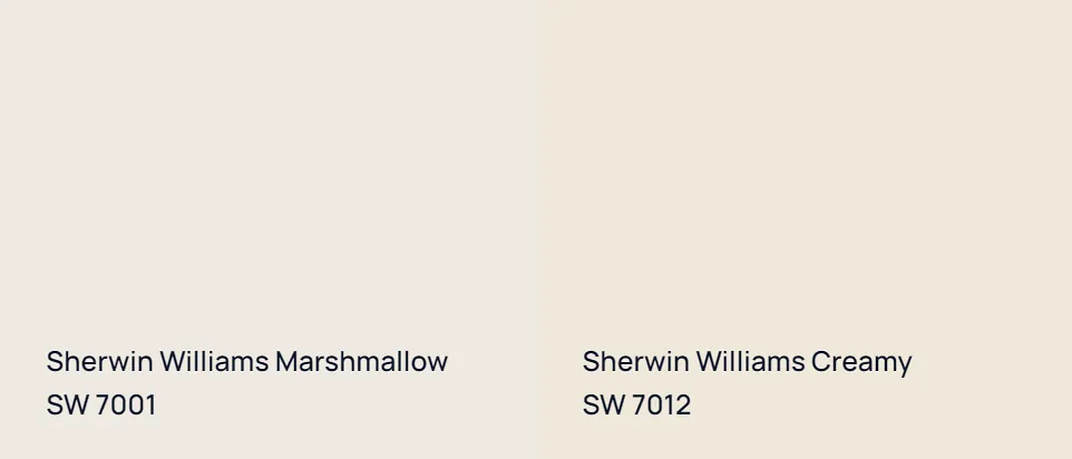 Sherwin Williams Marshmallow SW 7001 vs Sherwin Williams Creamy SW 7012