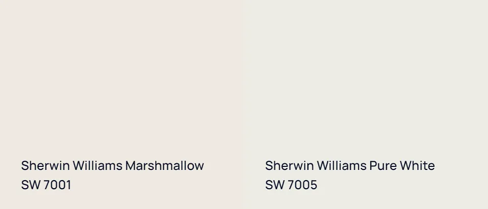 Sherwin Williams Marshmallow SW 7001 vs Sherwin Williams Pure White SW 7005