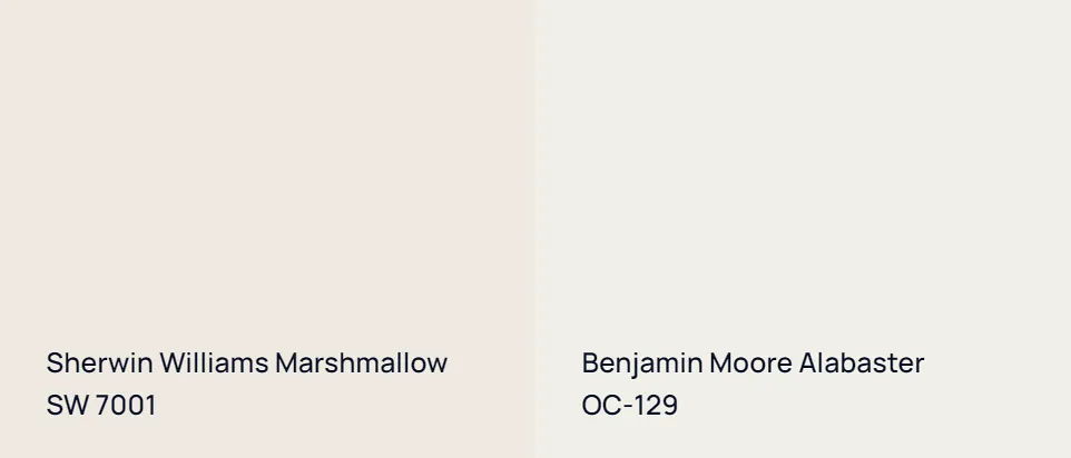 Sherwin Williams Marshmallow SW 7001 vs Benjamin Moore Alabaster OC-129