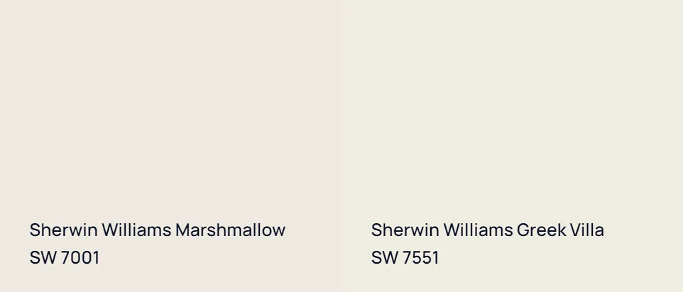 Sherwin Williams Marshmallow SW 7001 vs Sherwin Williams Greek Villa SW 7551
