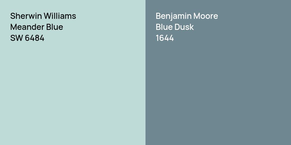 Sherwin Williams Meander Blue vs. Benjamin Moore Blue Dusk