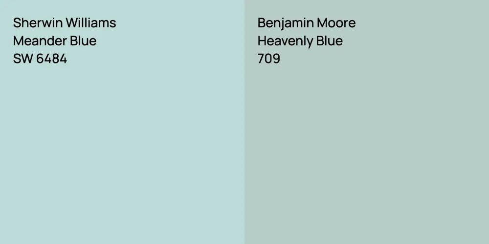 Sherwin Williams Meander Blue vs. Benjamin Moore Heavenly Blue