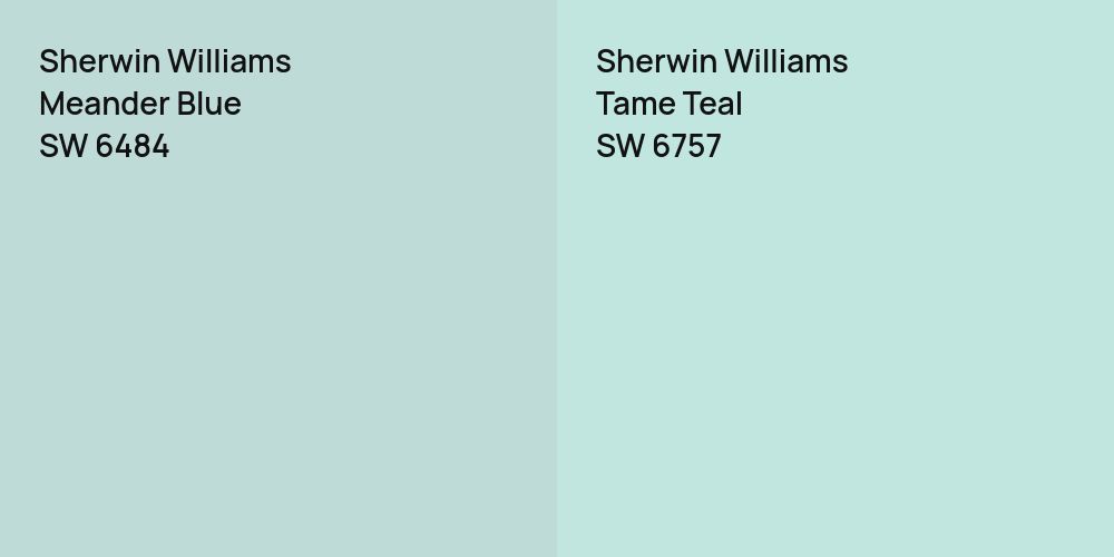 Sherwin Williams Meander Blue vs. Sherwin Williams Tame Teal