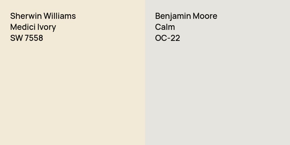 Sherwin Williams Medici Ivory vs. Benjamin Moore Calm