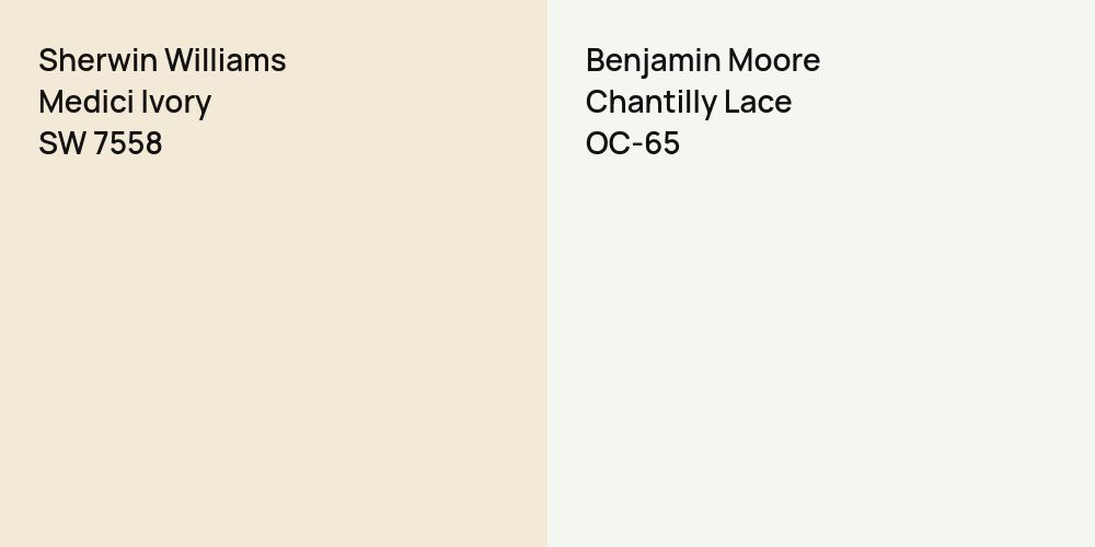 Sherwin Williams Medici Ivory vs. Benjamin Moore Chantilly Lace