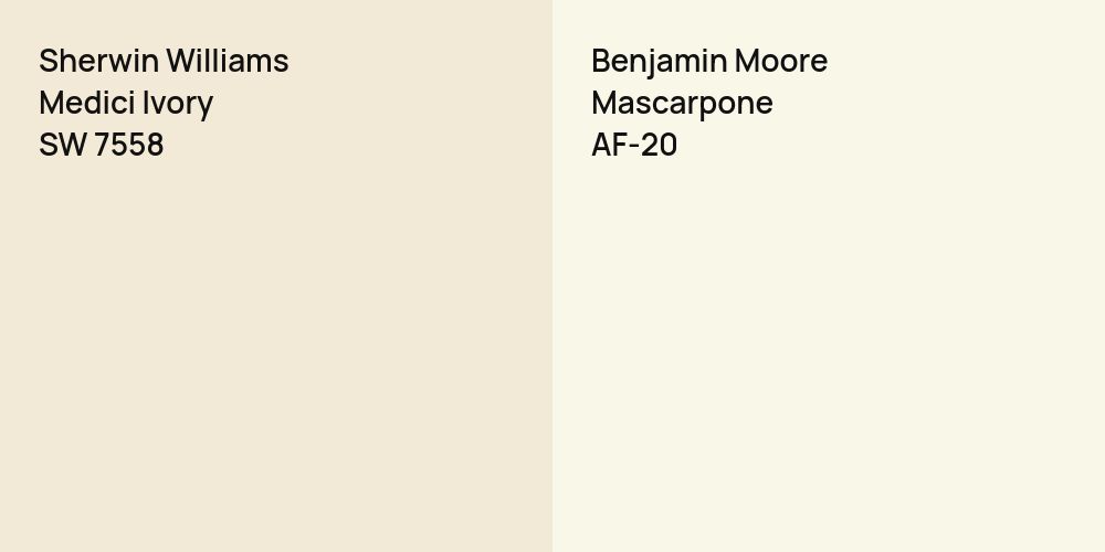 Sherwin Williams Medici Ivory vs. Benjamin Moore Mascarpone