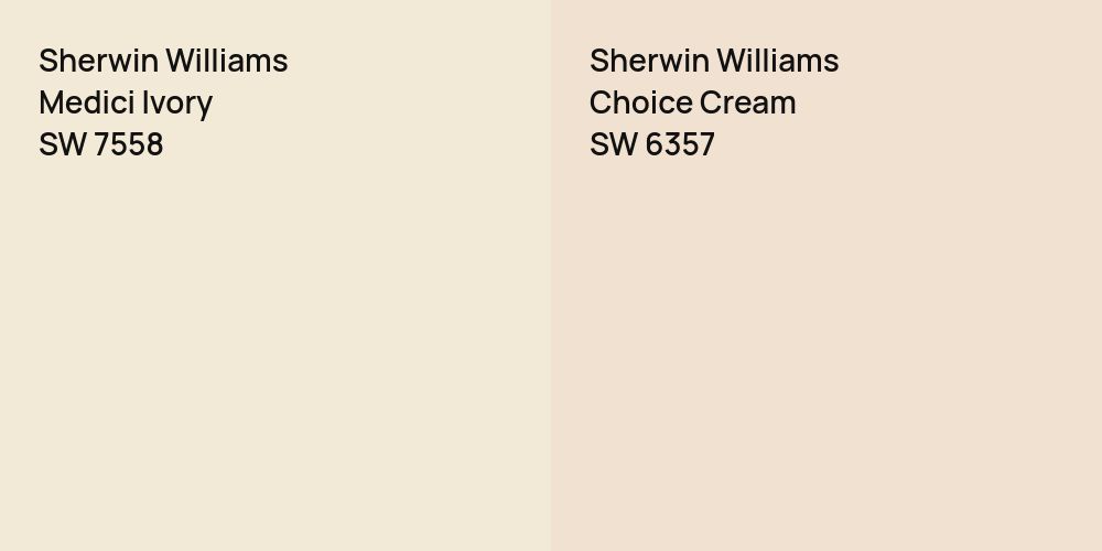 Sherwin Williams Medici Ivory vs. Sherwin Williams Choice Cream