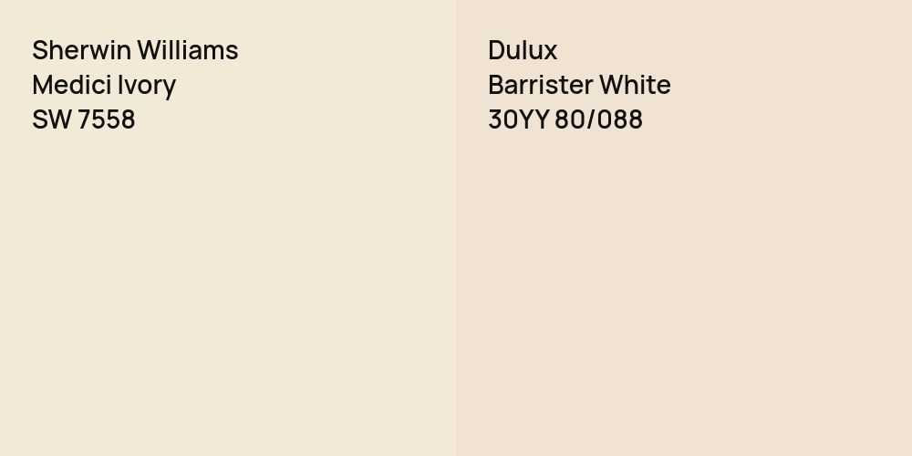 Sherwin Williams Medici Ivory vs. Dulux Barrister White