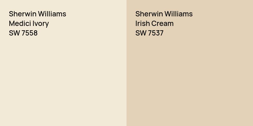 Sherwin Williams Medici Ivory vs. Sherwin Williams Irish Cream