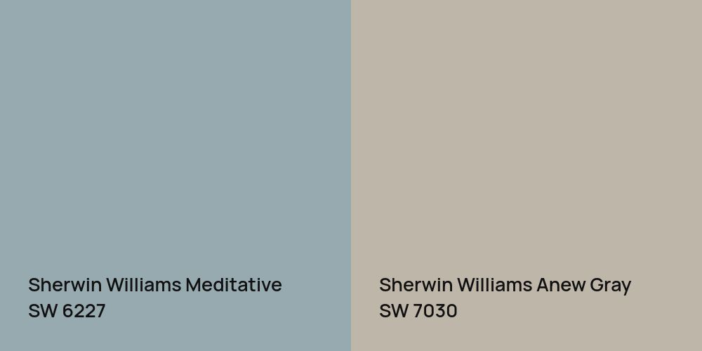 Sherwin Williams Meditative vs. Sherwin Williams Anew Gray