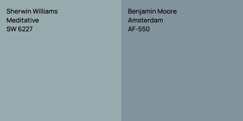 Sherwin Williams Meditative vs. Benjamin Moore Amsterdam