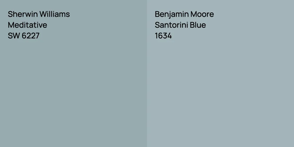 Sherwin Williams Meditative vs. Benjamin Moore Santorini Blue