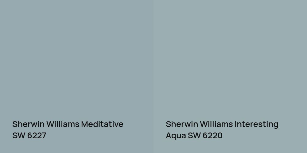 Sherwin Williams Meditative vs. Sherwin Williams Interesting Aqua