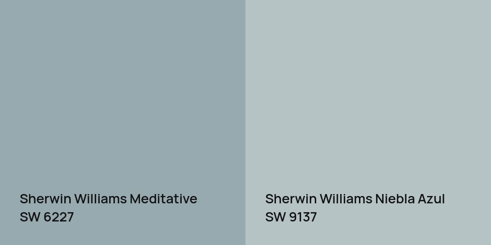 Sherwin Williams Meditative vs. Sherwin Williams Niebla Azul