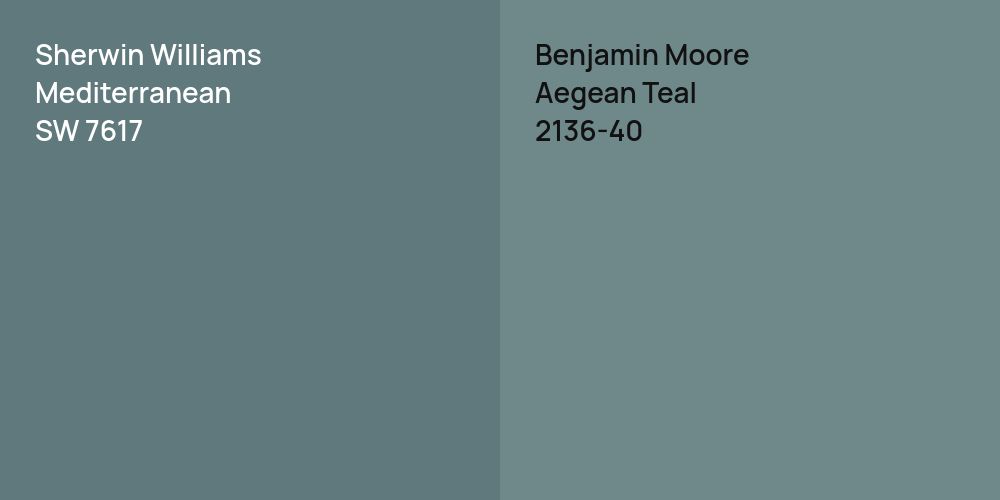 Sherwin Williams Mediterranean vs. Benjamin Moore Aegean Teal