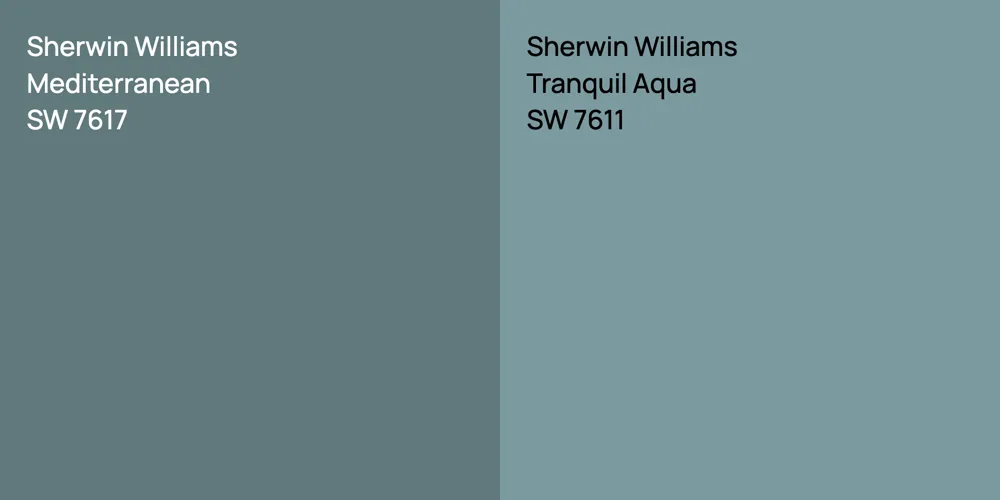 Sherwin Williams Mediterranean vs. Sherwin Williams Tranquil Aqua