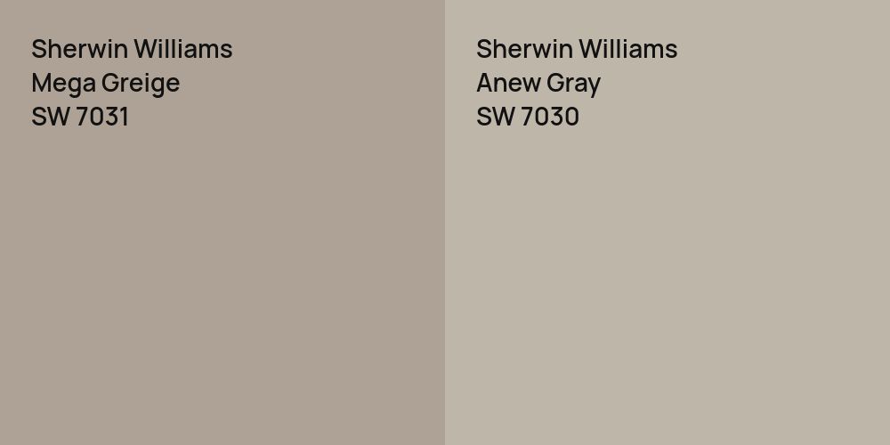 Sherwin Williams Mega Greige vs. Sherwin Williams Anew Gray