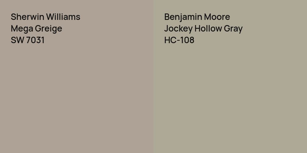 Sherwin Williams Mega Greige vs. Benjamin Moore Jockey Hollow Gray