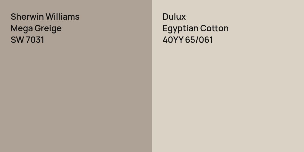 Sherwin Williams Mega Greige vs. Dulux Egyptian Cotton