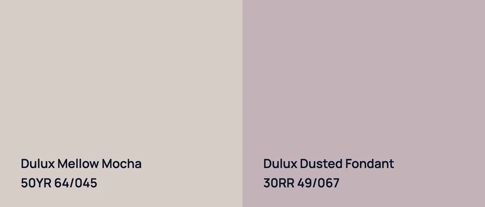 Dulux Mellow Mocha 50YR 64/045 vs Dulux Dusted Fondant 30RR 49/067