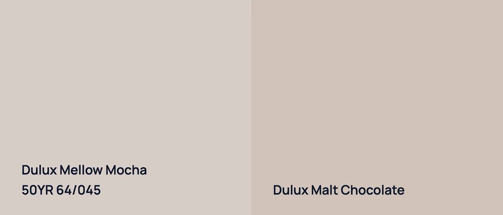 Dulux Mellow Mocha 50YR 64/045 vs Dulux Malt Chocolate 
