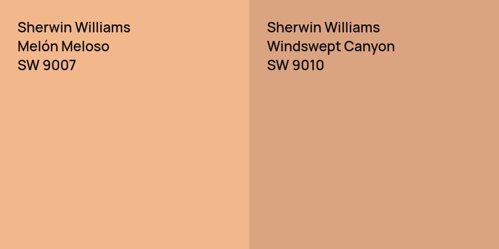 Sherwin Williams Melón Meloso vs. Sherwin Williams Windswept Canyon